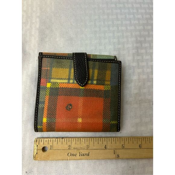 Dooney & Bourke Madras plaid wallet ladybug 5"x5" snap - Picture 3 of 6